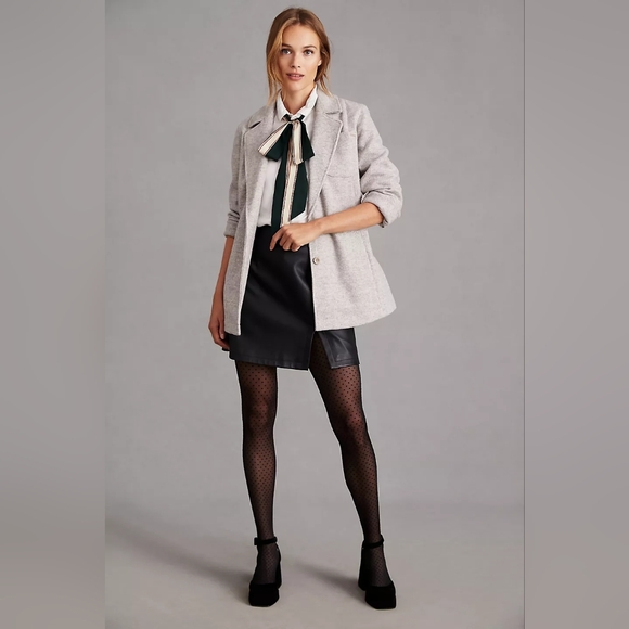 NWOT PILCRO Anthropologie Oversized Academia Blazer Jacket Stripe Beige Small - Picture 3 of 15